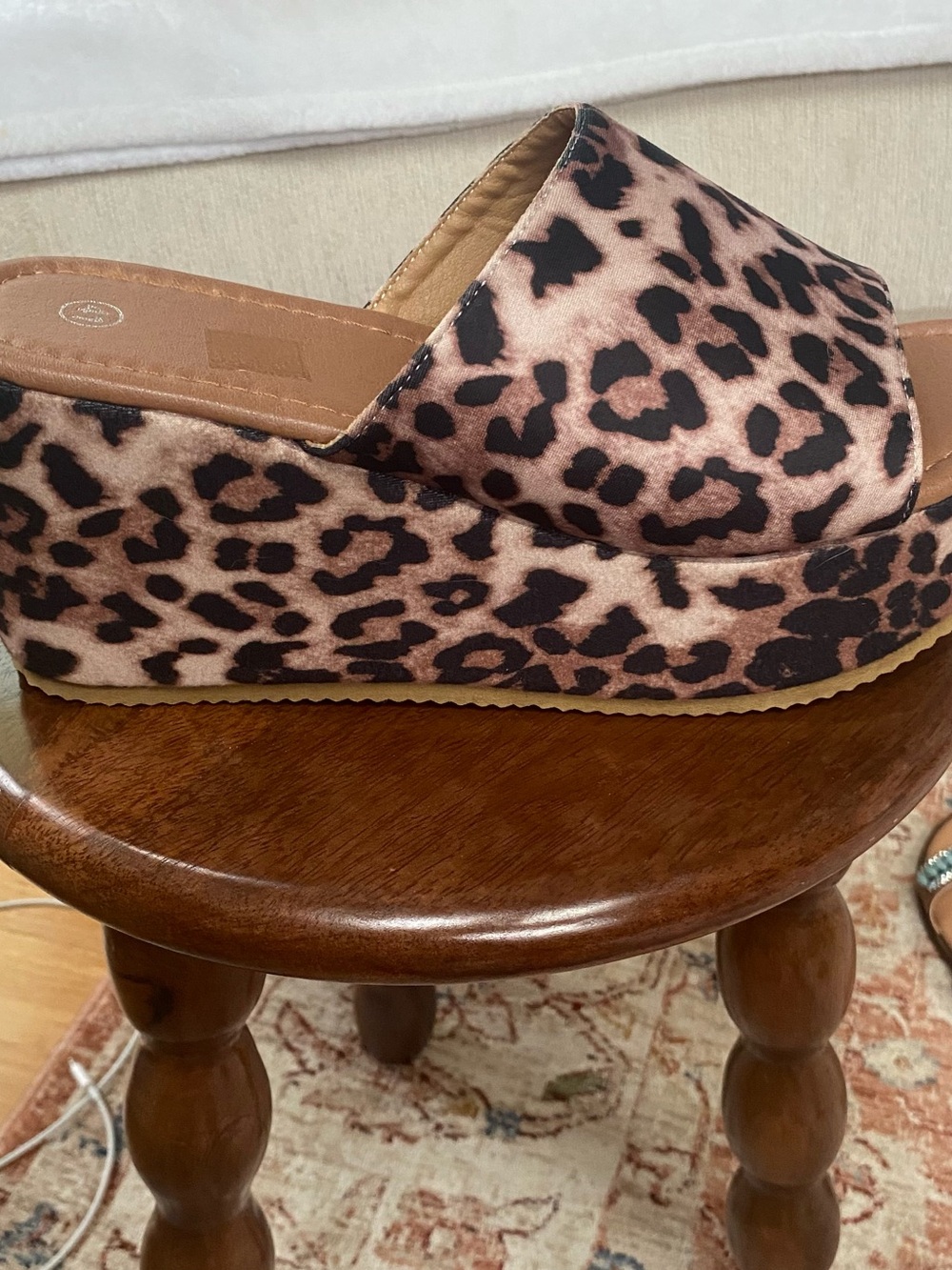 New leopard wedge slides wide size 41 size 9